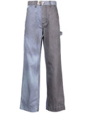 Two-Tone Straight Denim Trousers