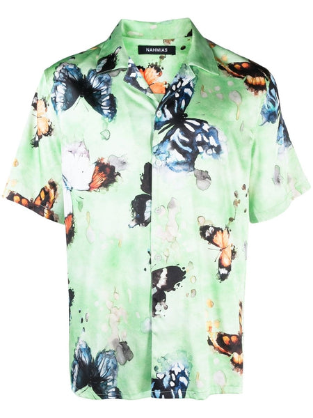 Butterfly Print Short-Sleeve Shirt