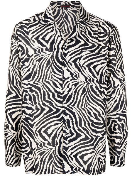 Zebra-Print Patch-Pocket Shirt