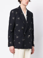 Racket-Print Double-Breasted Blazer