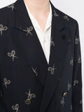 Racket-Print Double-Breasted Blazer