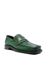 Crocodile-Effect Chain-Detail Loafers