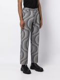 Geometric-Pattern Faded Trousers