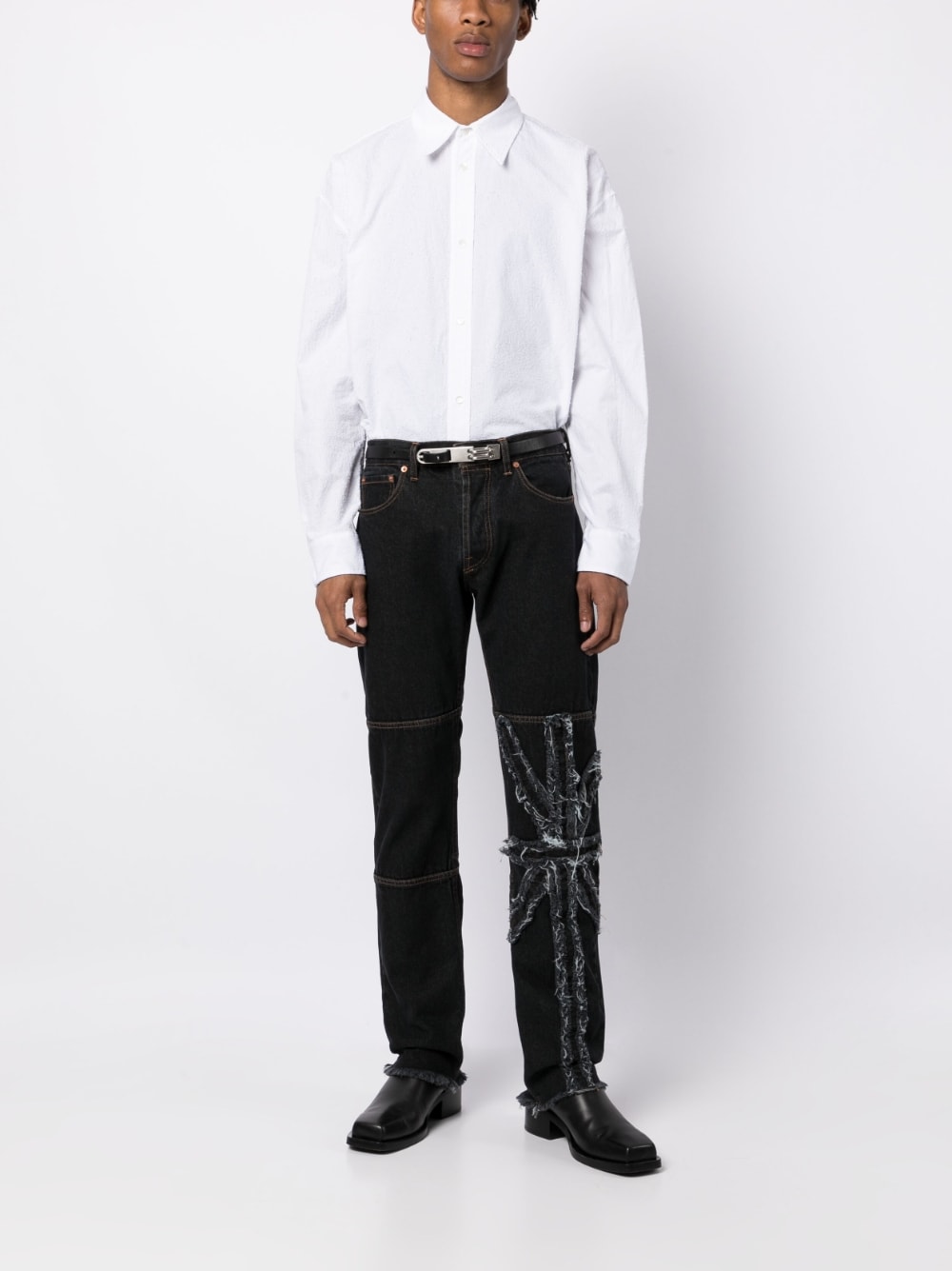 Distressed-Finished Poplin Shirt