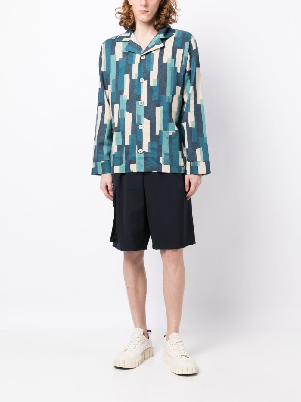 Geometric-Print Button-Up Shirt