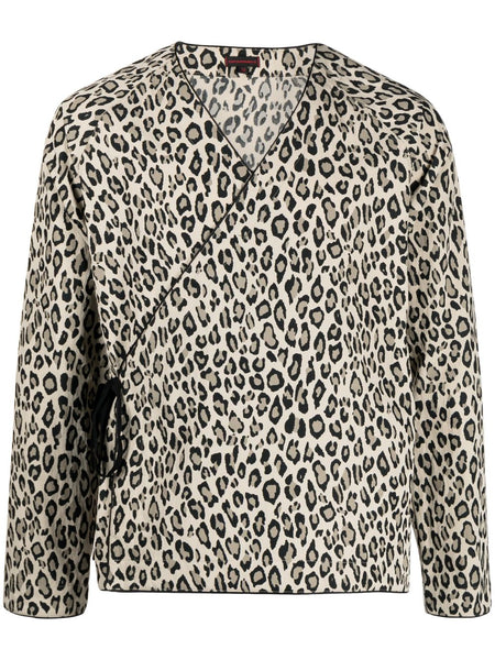 Leopard-Print V-Neck Shirt