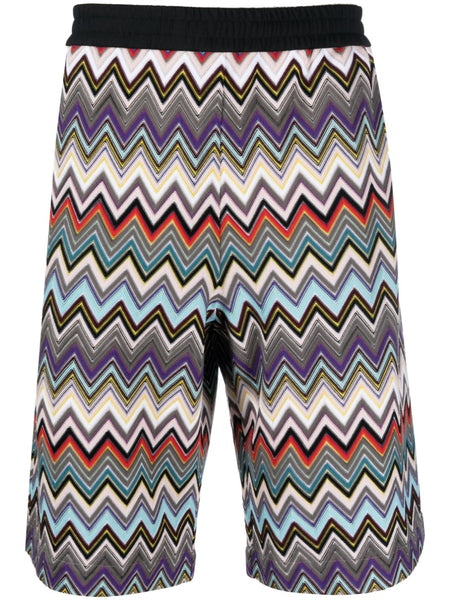 Zigzag-Woven Bermuda Shorts