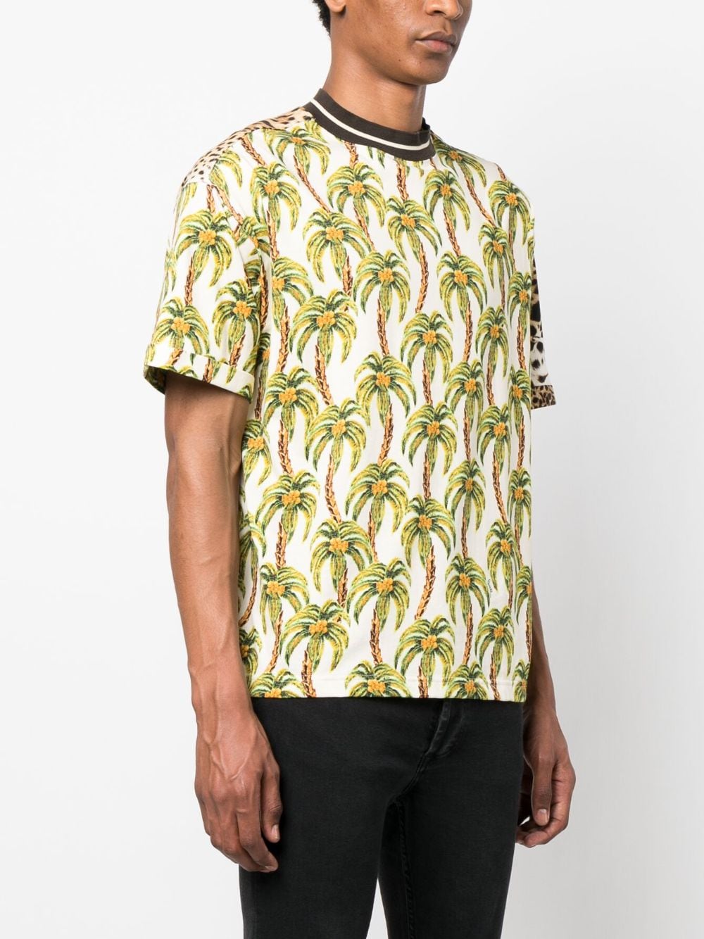 Leopard-Print Panel T-Shirt
