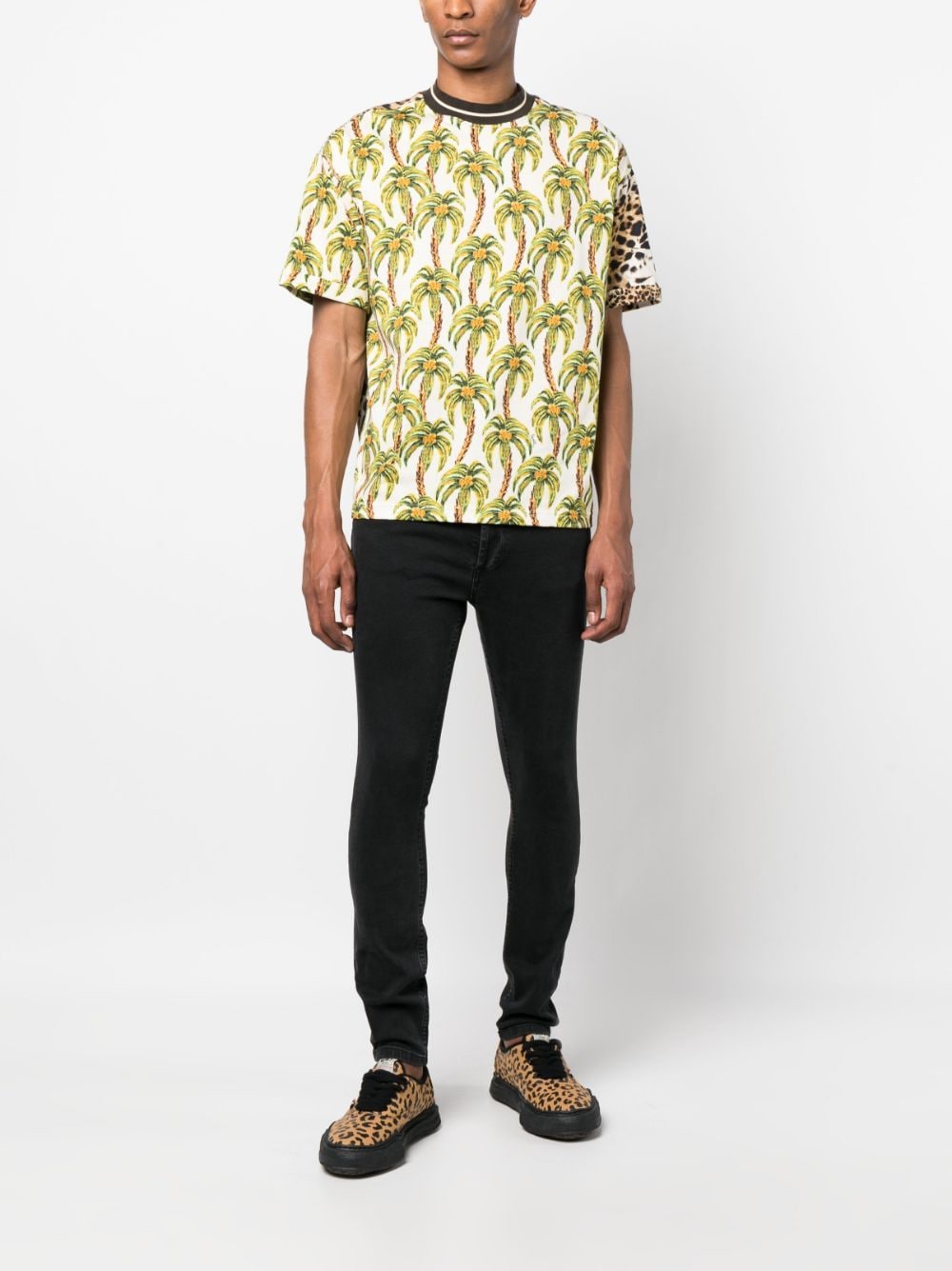 Leopard-Print Panel T-Shirt