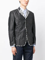 Contrasting-Trim Buttoned Blazer
