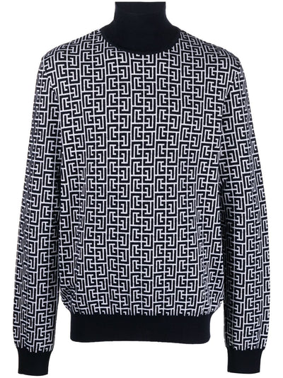 Monogram-Intarsia Roll-Neck Jumper