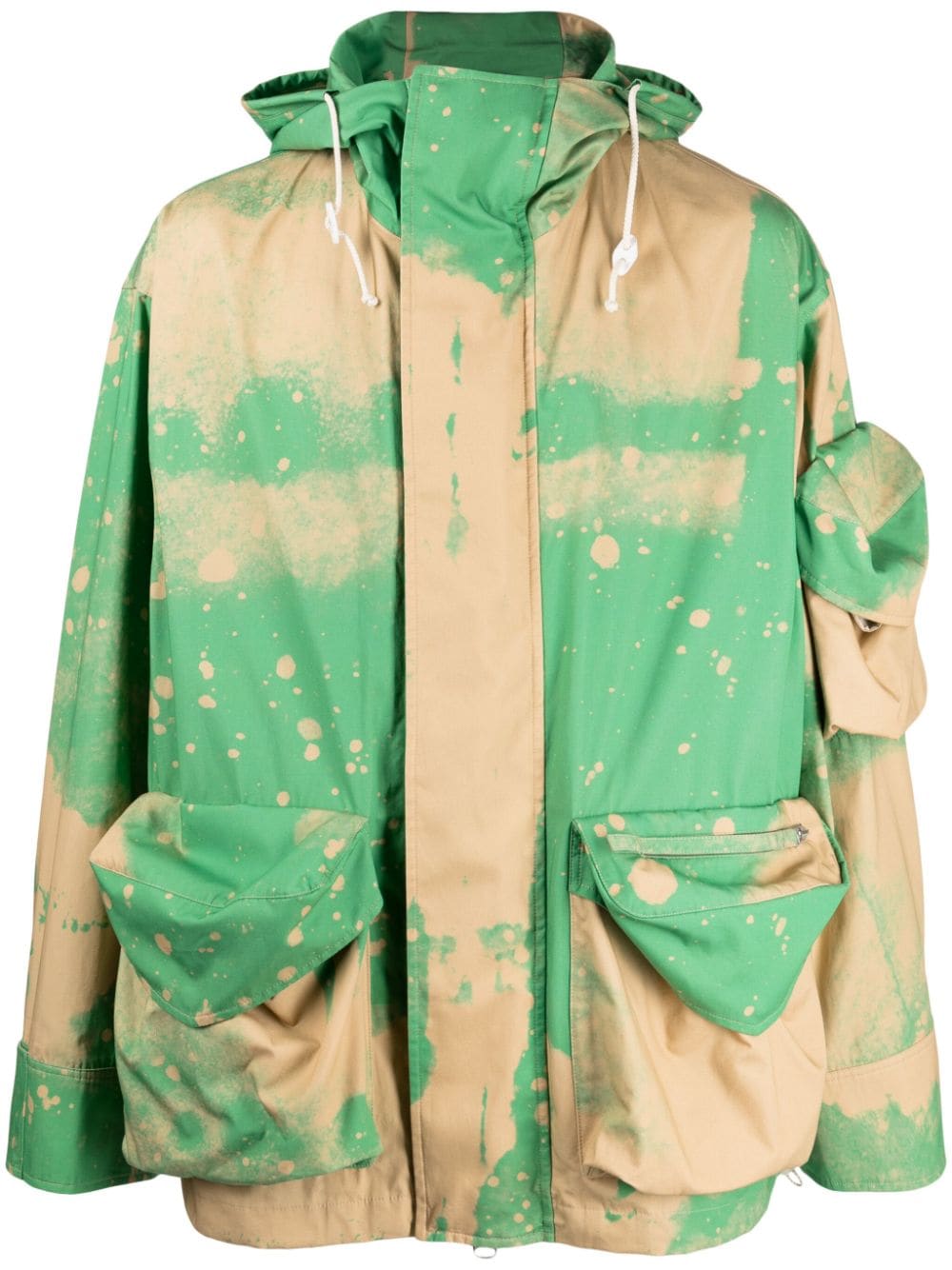Gradient-Effect Cotton Hooded Jacket
