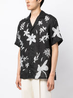 Leaf-Print Linen Shirt