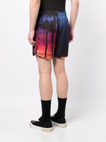 Graphic-Print Elasticated-Waist Shorts