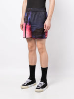 Graphic-Print Elasticated-Waist Shorts